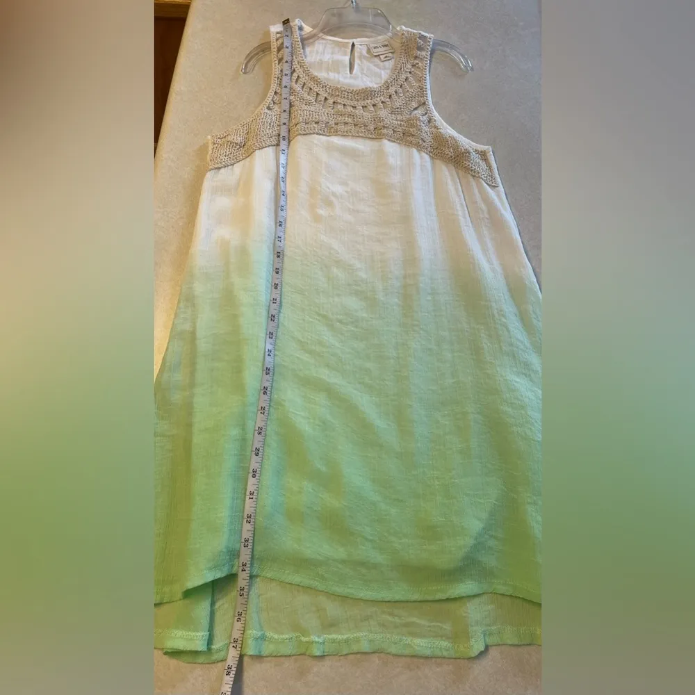 SAND & SPIRIT Women’s Crochet Cream, Off White and Green Ombre Design Dress Sz S - Image 10