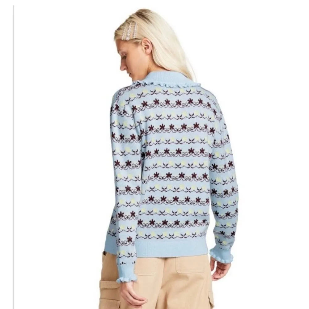 Sandy Liang x Target Coquette Jacquard Sweater Baby blue size Small - Image 2