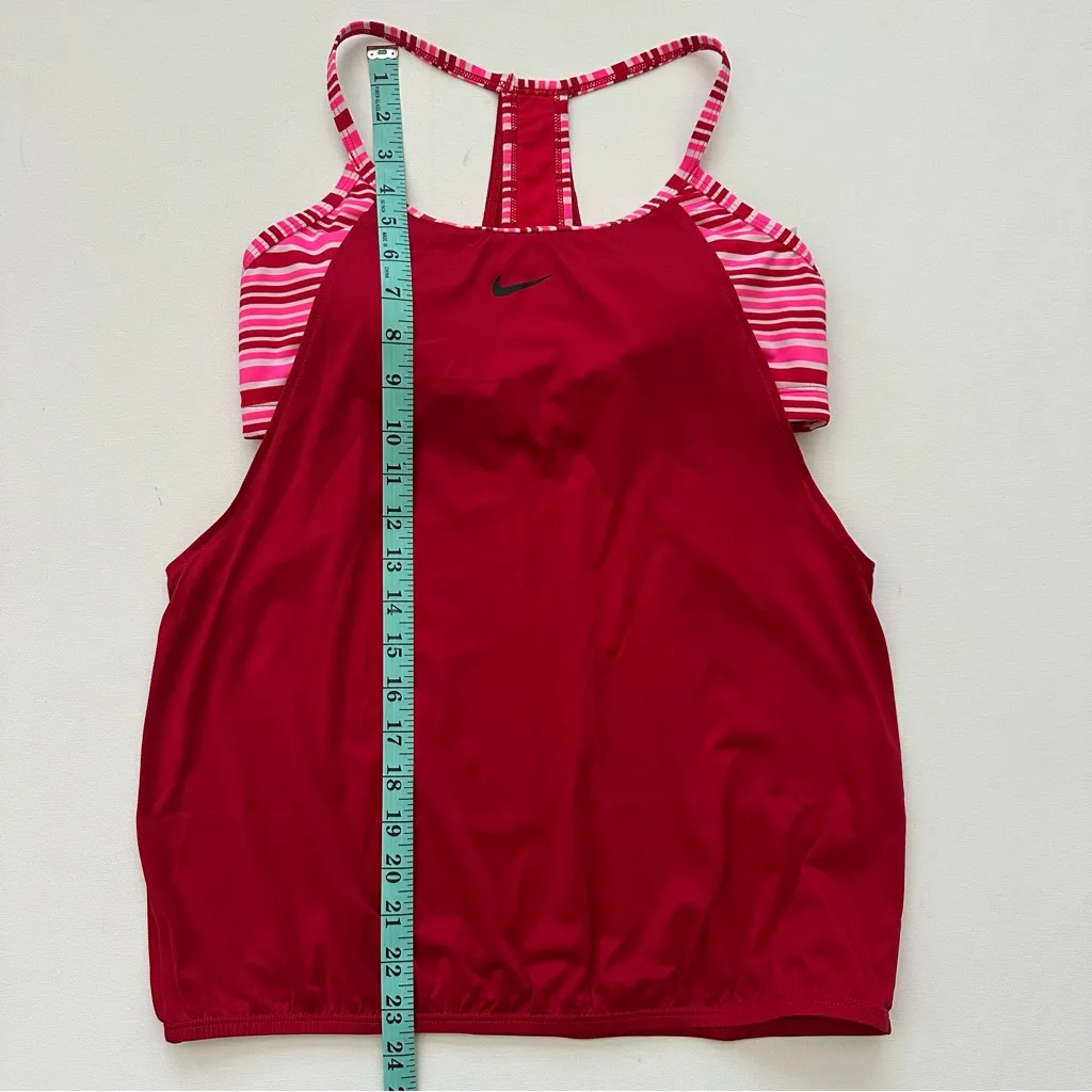 Nike  Red and Pink Striped Tankini Size M - Image 11