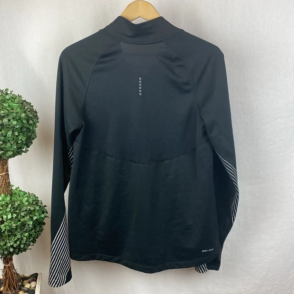 Nike Black Flash Long Sleeve Quarter Zip Dri Fit Running Shirt Top M - Image 3