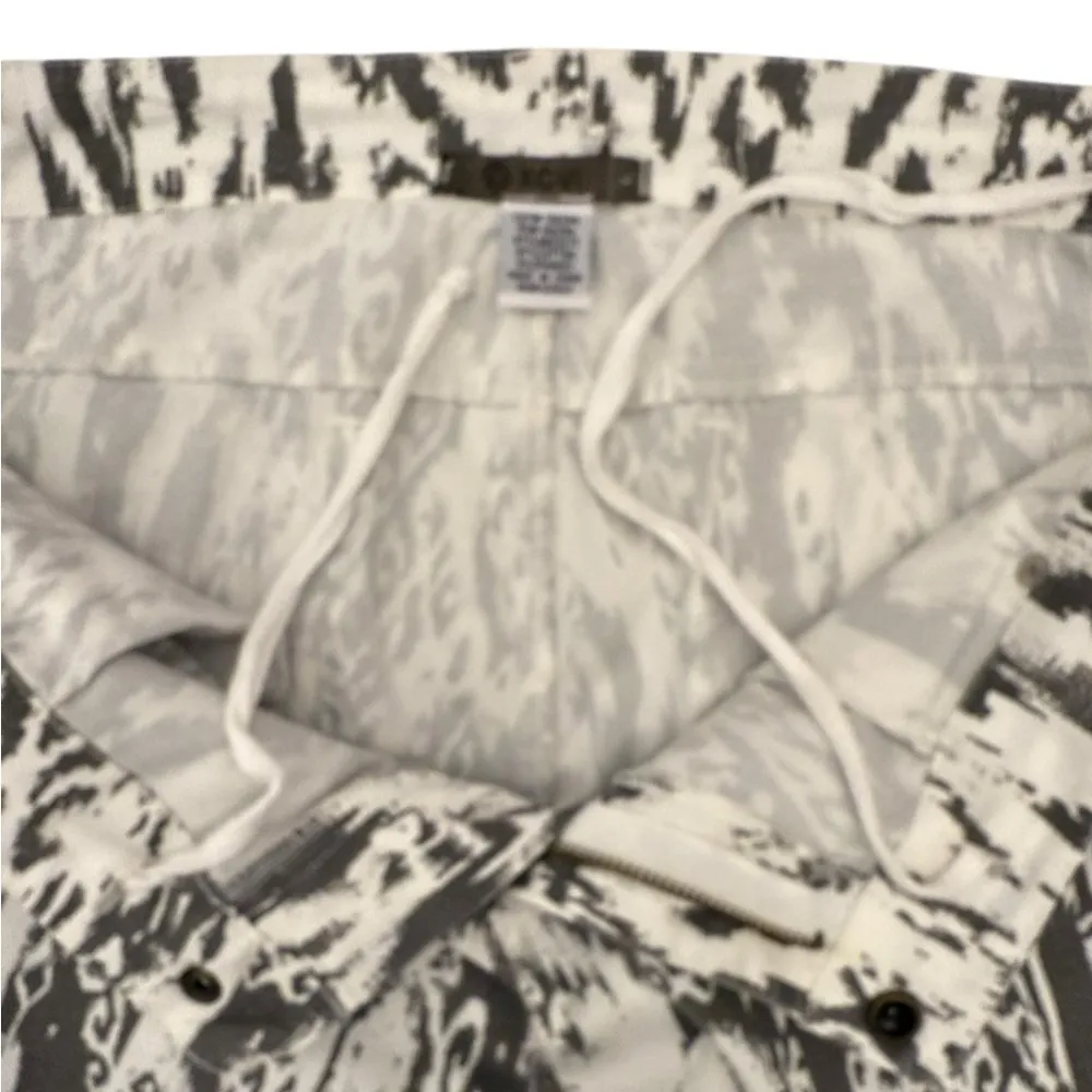 XCVI Gray and White Ikat Boho Mid Rise Cuffed Drawstring Pants Size Large - Image 9
