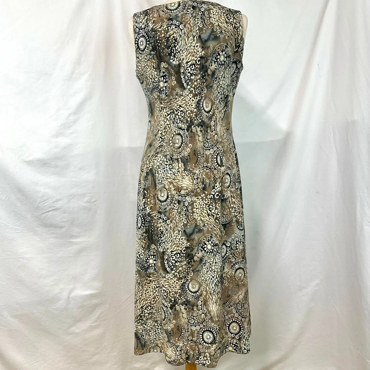 STUDIO I Vintage 90s Green Paisley Sleeveless Maxi Dress‎ Women 12 Petite Boho - Image 4