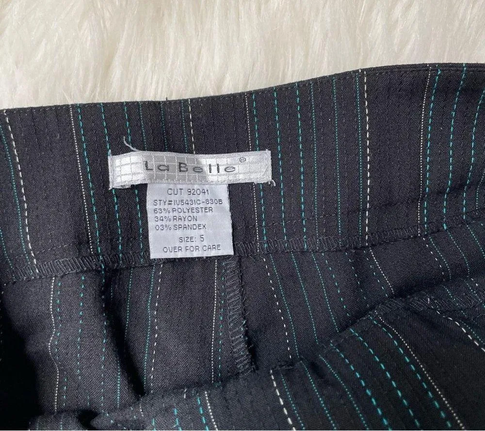 Y2K Striped Dress Pants Black & Blue Size undefined - Image 2