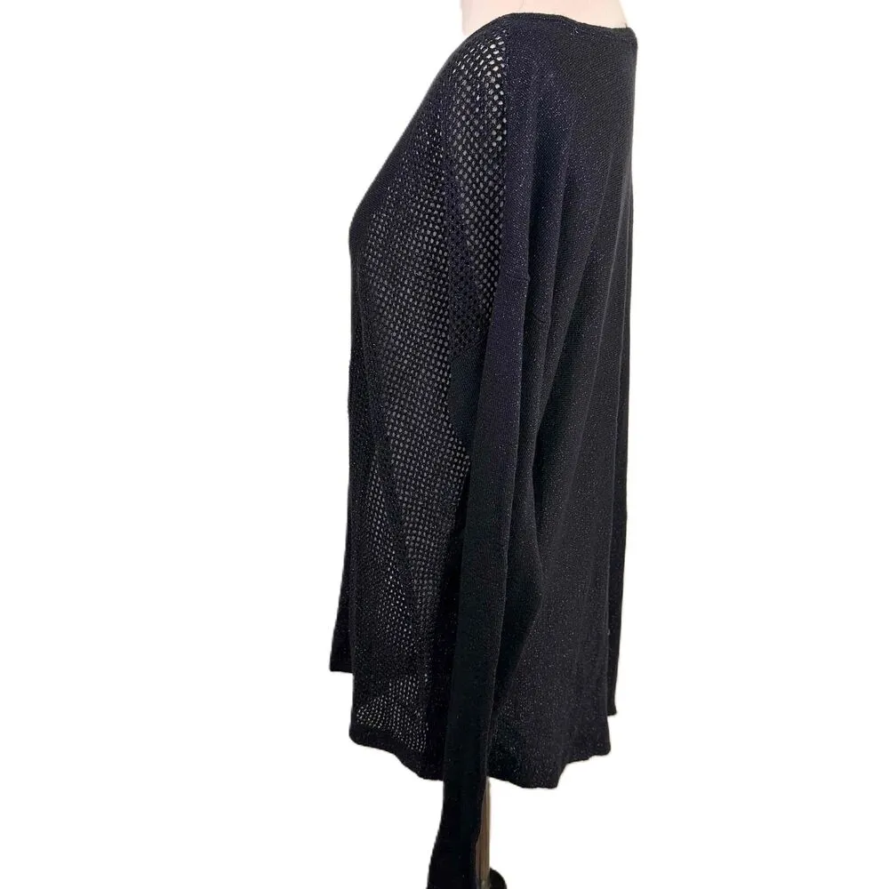 MOTH Anthropologie Metallic Blue Knit Pullover Women's Round Neck Sweater Size S - Image 3