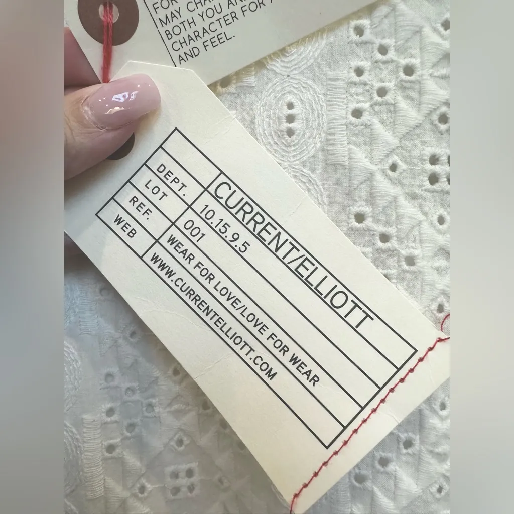 CURRENT ELLIOTT THE EYELET EMBROIDERED T-SHIRT DRESS DIRTY WHITE Size 0 XS NWT - Image 14