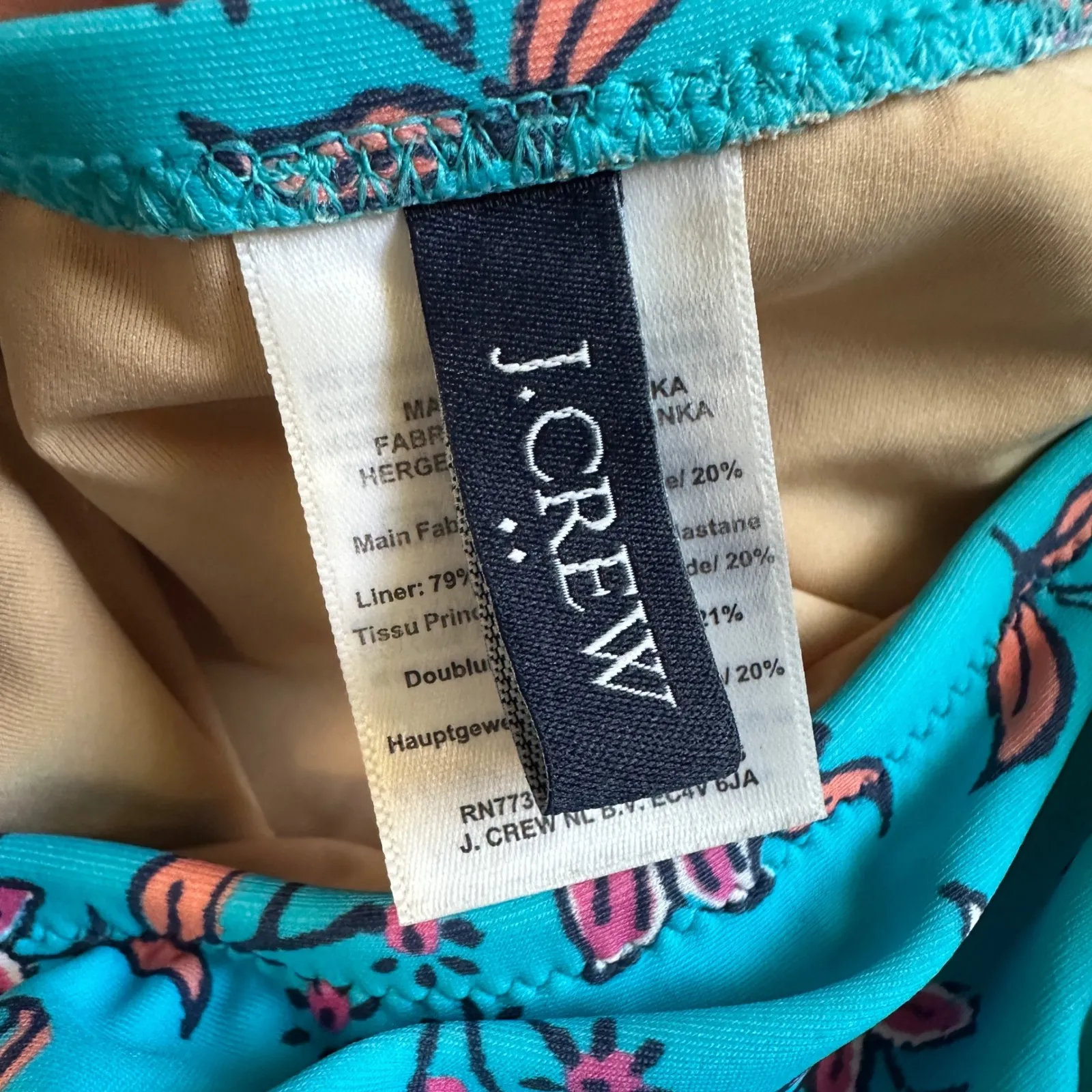 J.Crew Strapless Swimsuit Blue Floral Print Ruched One Piece Womens Size‎ Small - Image 4