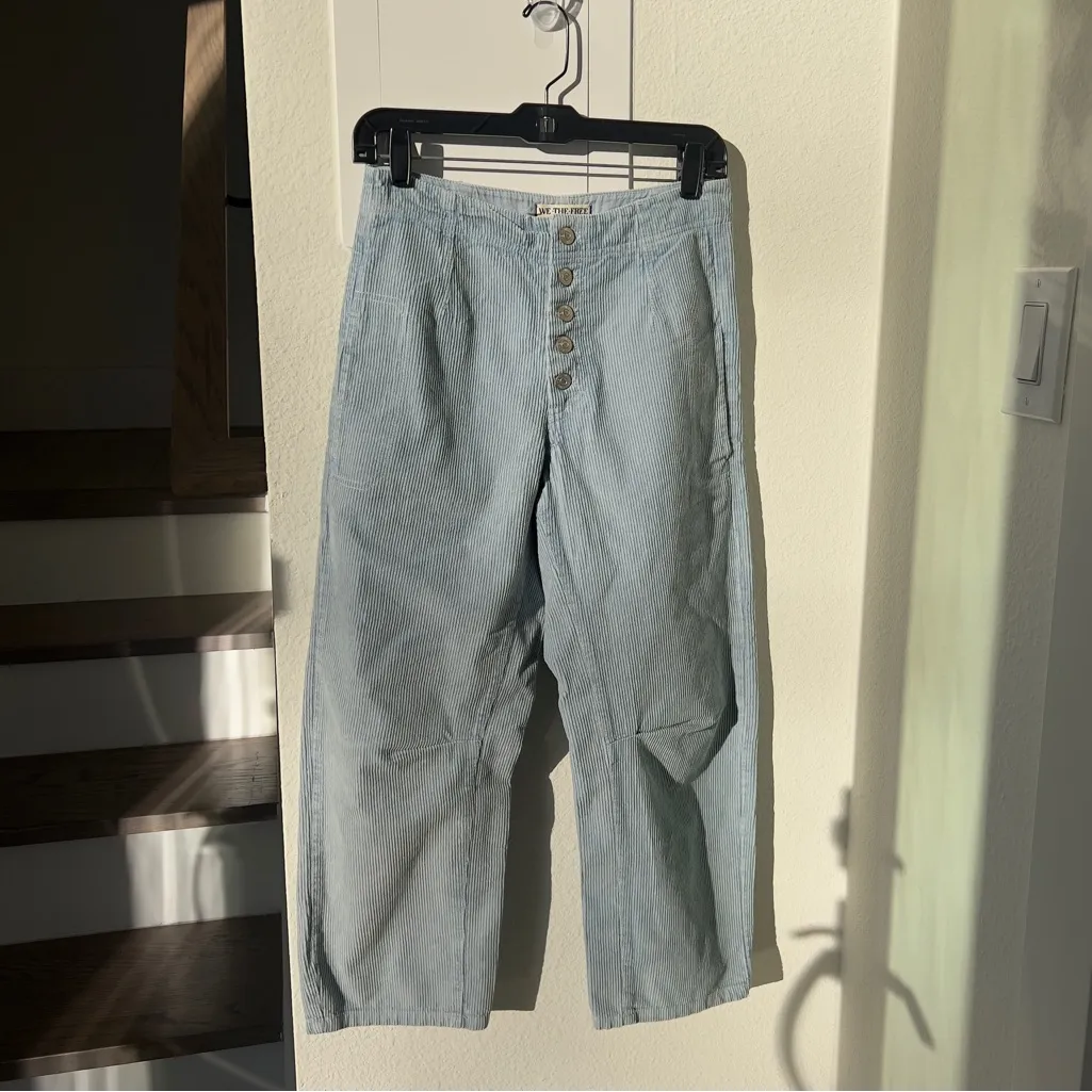 NWT Free People We The Free Osaka Cord Barrel Jeans in Autumn Sky Blue - Image 2