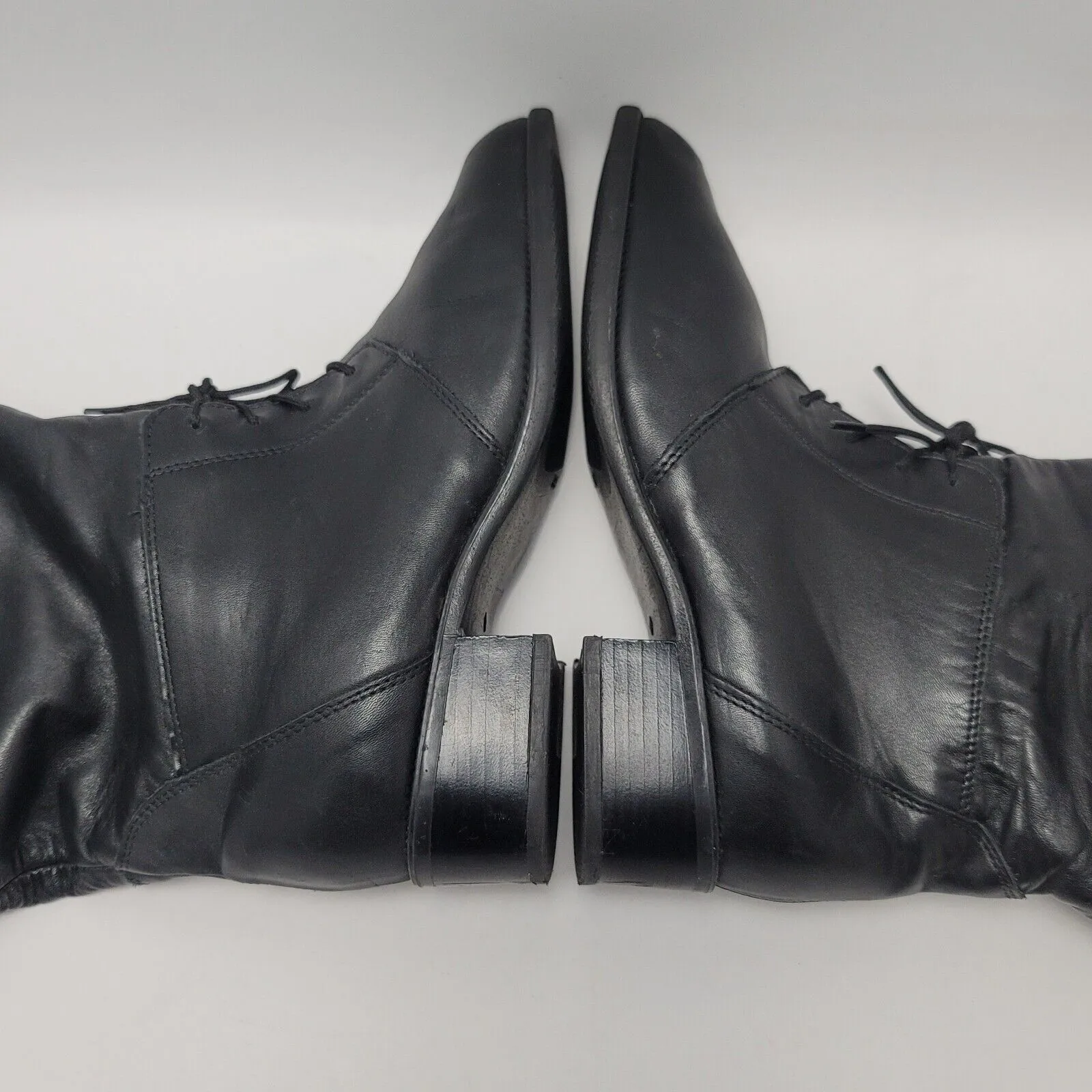 Vintage 90's Blondo Knee High Oxford Lace Up Black Leather Riding Boots Sz 9.5 B - Image 11