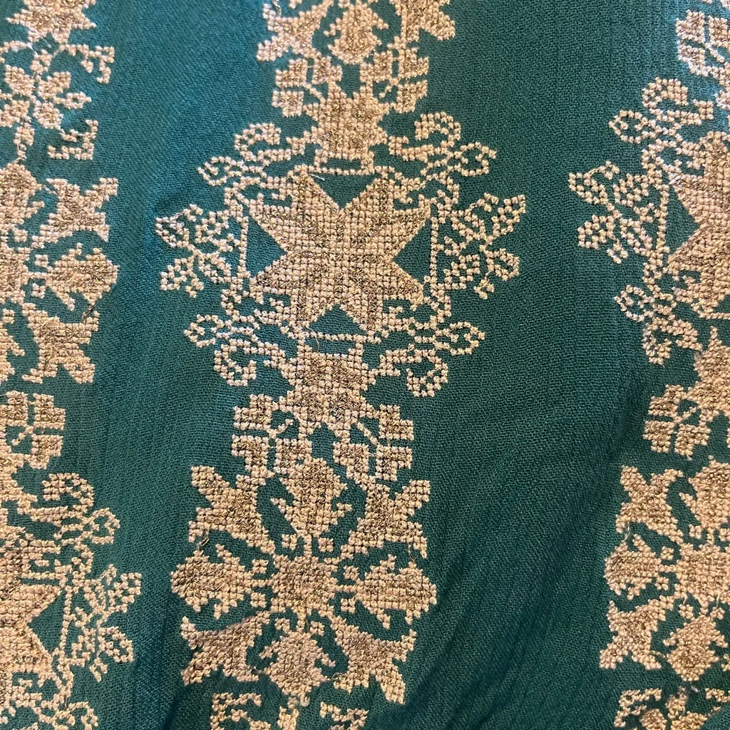 Sundance Teal Spice Route Embroidered Wide‎ Leg Pants Elastic Waist Size Large - Image 5