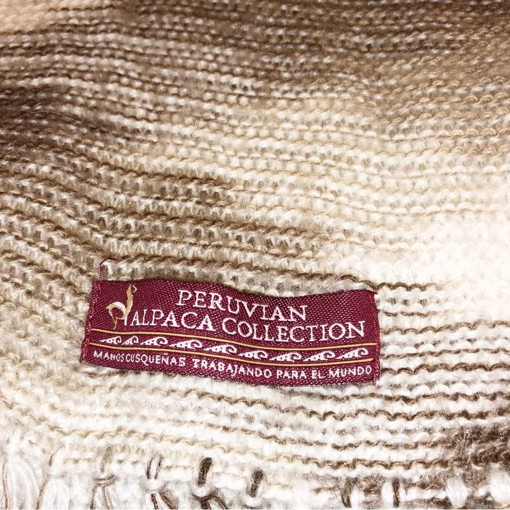 Peruvian Alpaca Collection Brown and Cream Alpaca Scarf - Image 2