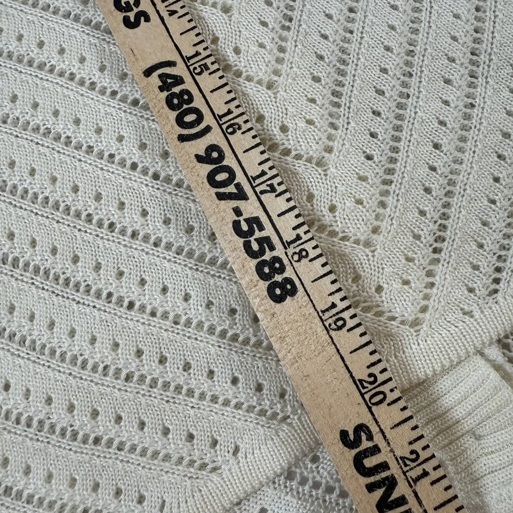 Requirements vtg y2k Ivory Knit Button-Up Cardigan short sleeve womens small - Image 12