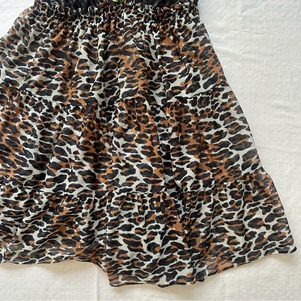 Betsey Johnson Leopard Cheetah Print Babydoll Sheer Lingerie Dress Size Medium - Image 6
