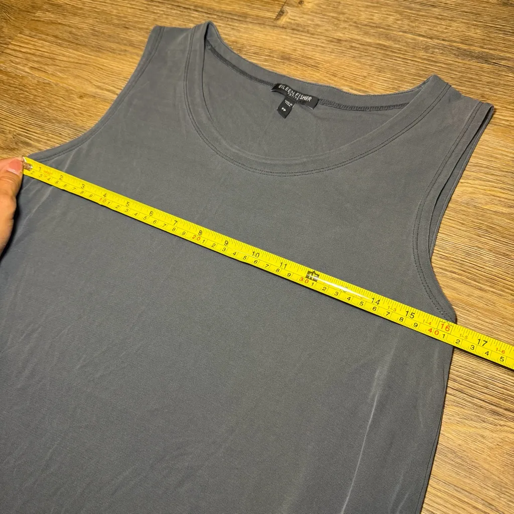 Eileen Fisher Charcoal 100% Silk Relaxed Fit Loose Casual Tank Top Size PP - Image 8