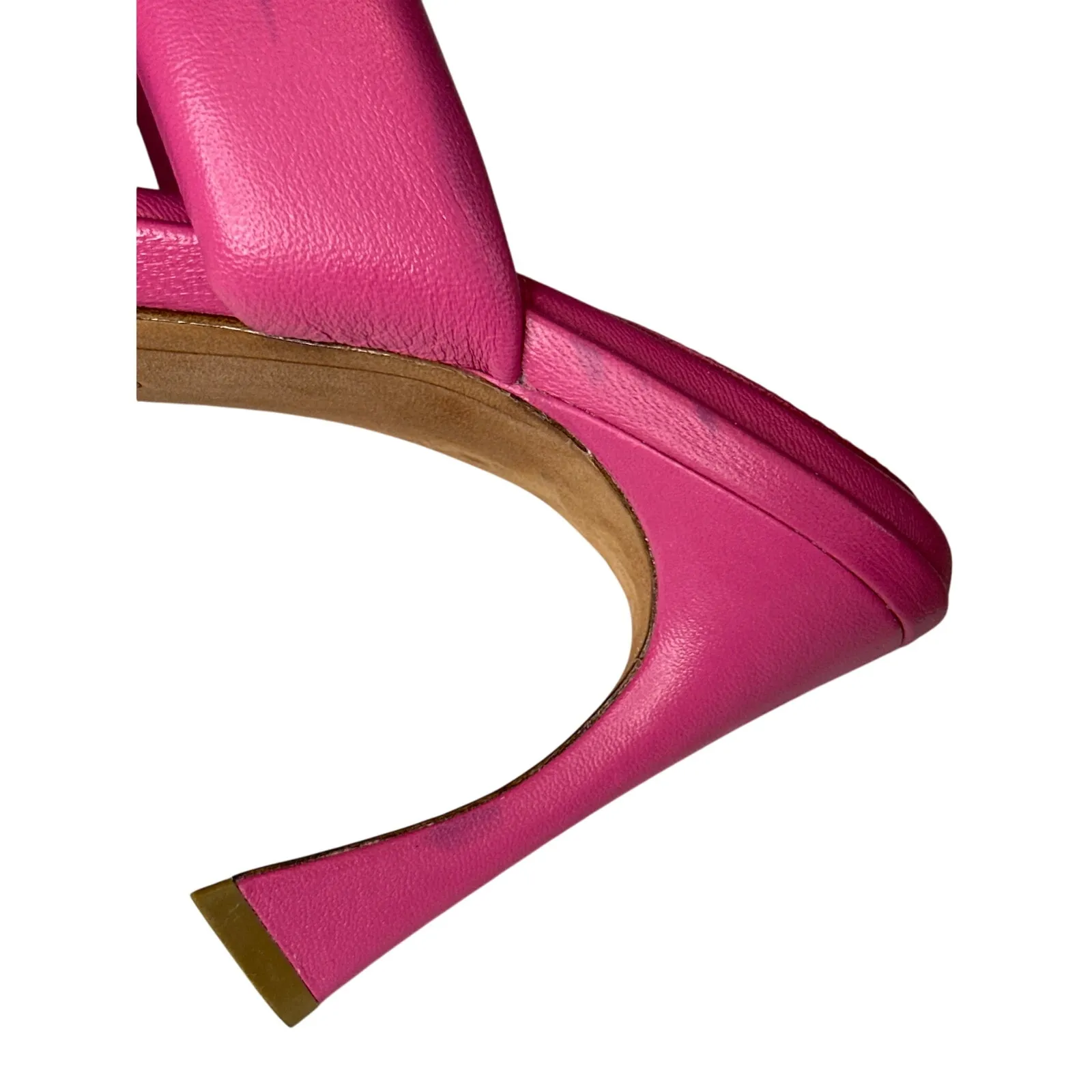 Alexandre Birman Hot Pink Lilla Leather Slide Sandals Heels Size 8.5 IT 38.5 - Image 6