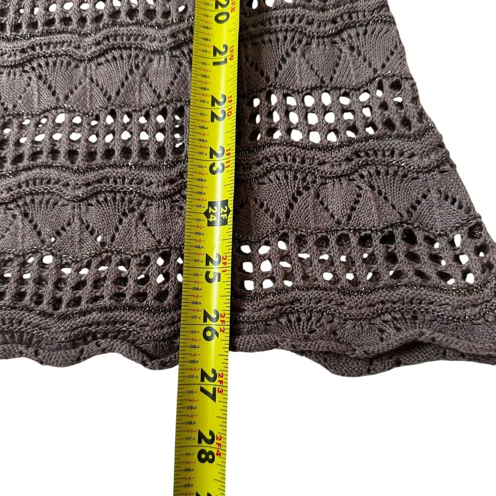 Knitted and Knotted Brown Crochet Sweater Women's Top Size XS | 74 - Image 5