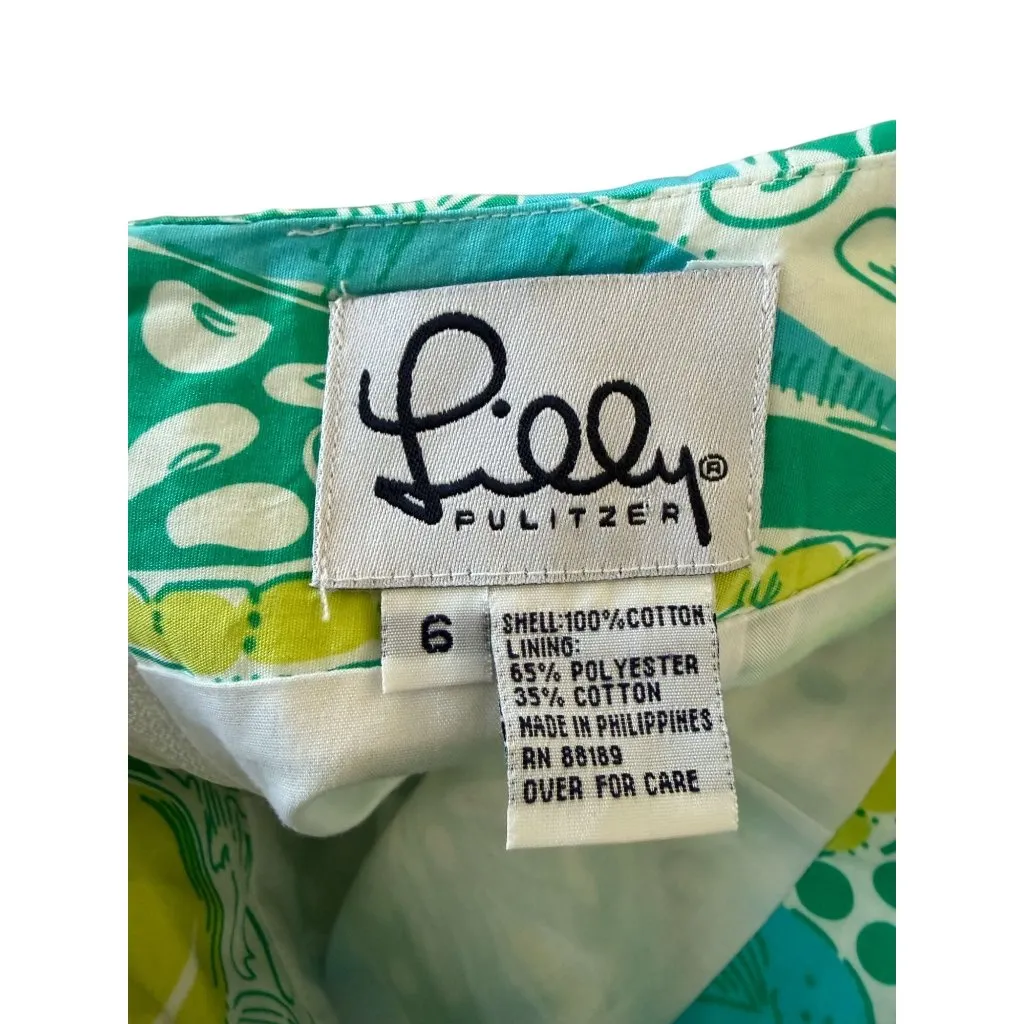 LILLY PULITZER Vintage 100% Cotton Steamed Vegetables Skirt Size 6 - Image 2