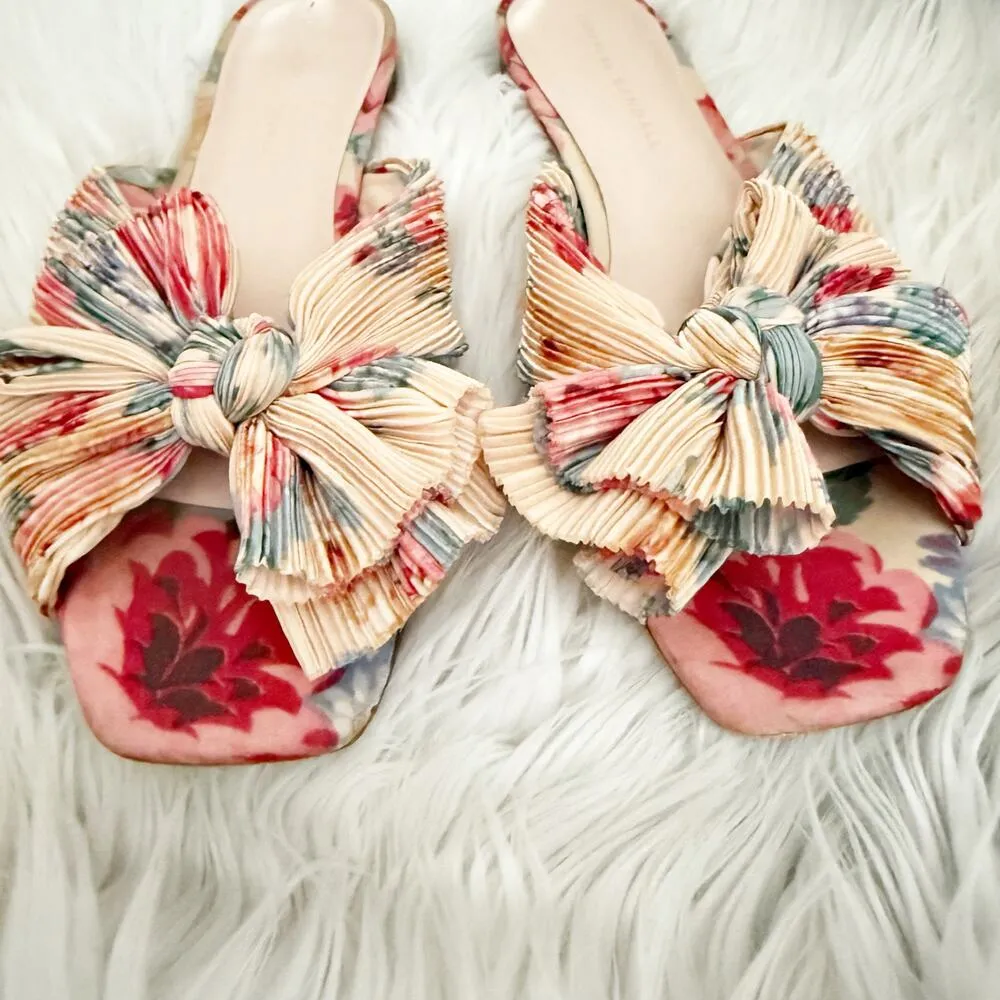 LOEFFLER RANDALL x ANTHROPOLOGIE | Daphne Floral Pleated Flat Sandals | Size 8.5 - Image 2