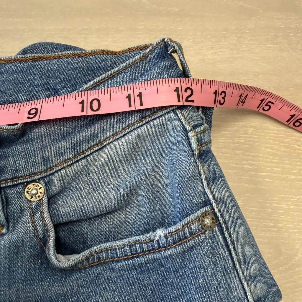 We The Free People Womens 26 Distressed Skinny Crop Fringe‎ Denim Jeans - Image 7