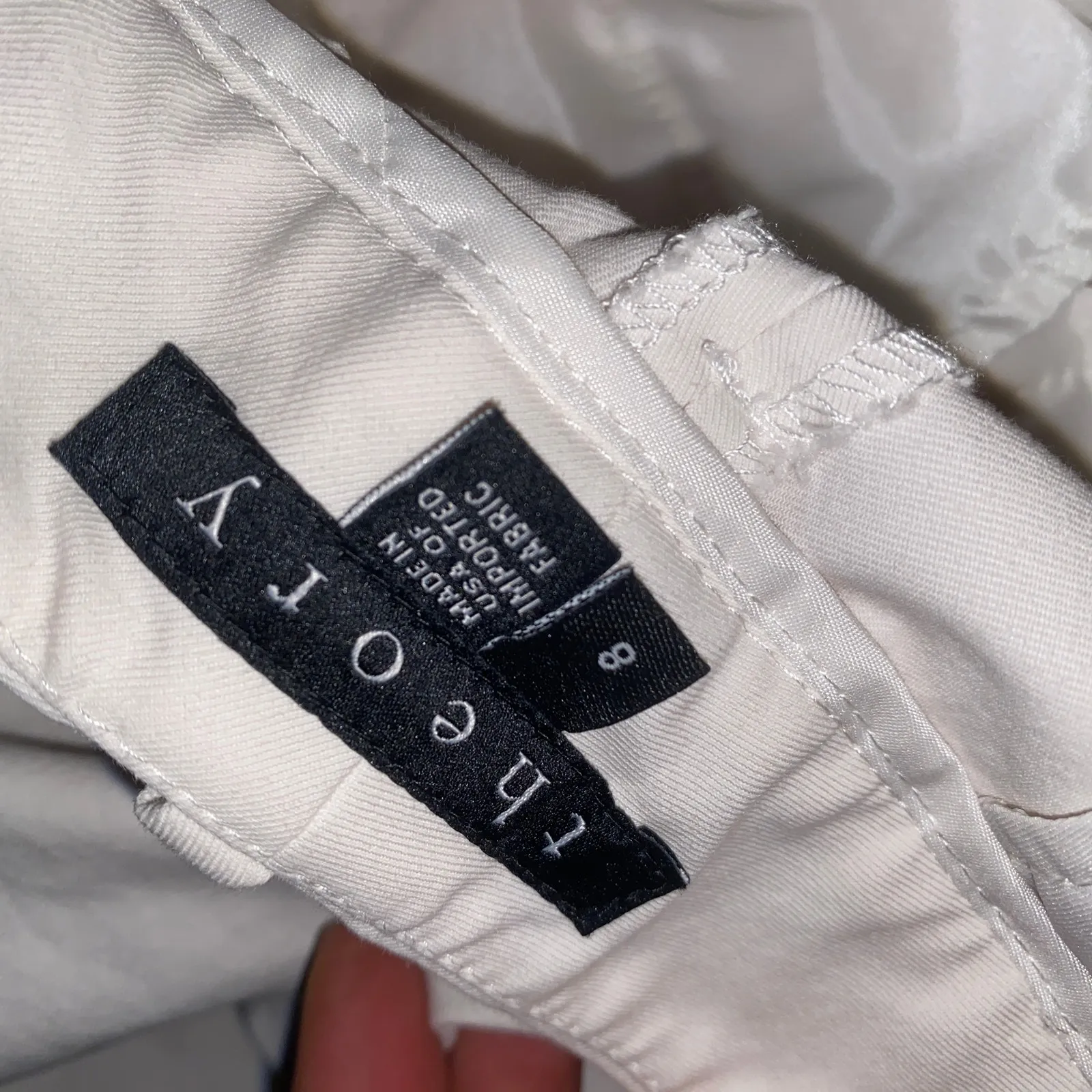 Theory White Stretch Cotton Flat Front Slim Fit Dress Pants Trousers Women's 8 - Image 7