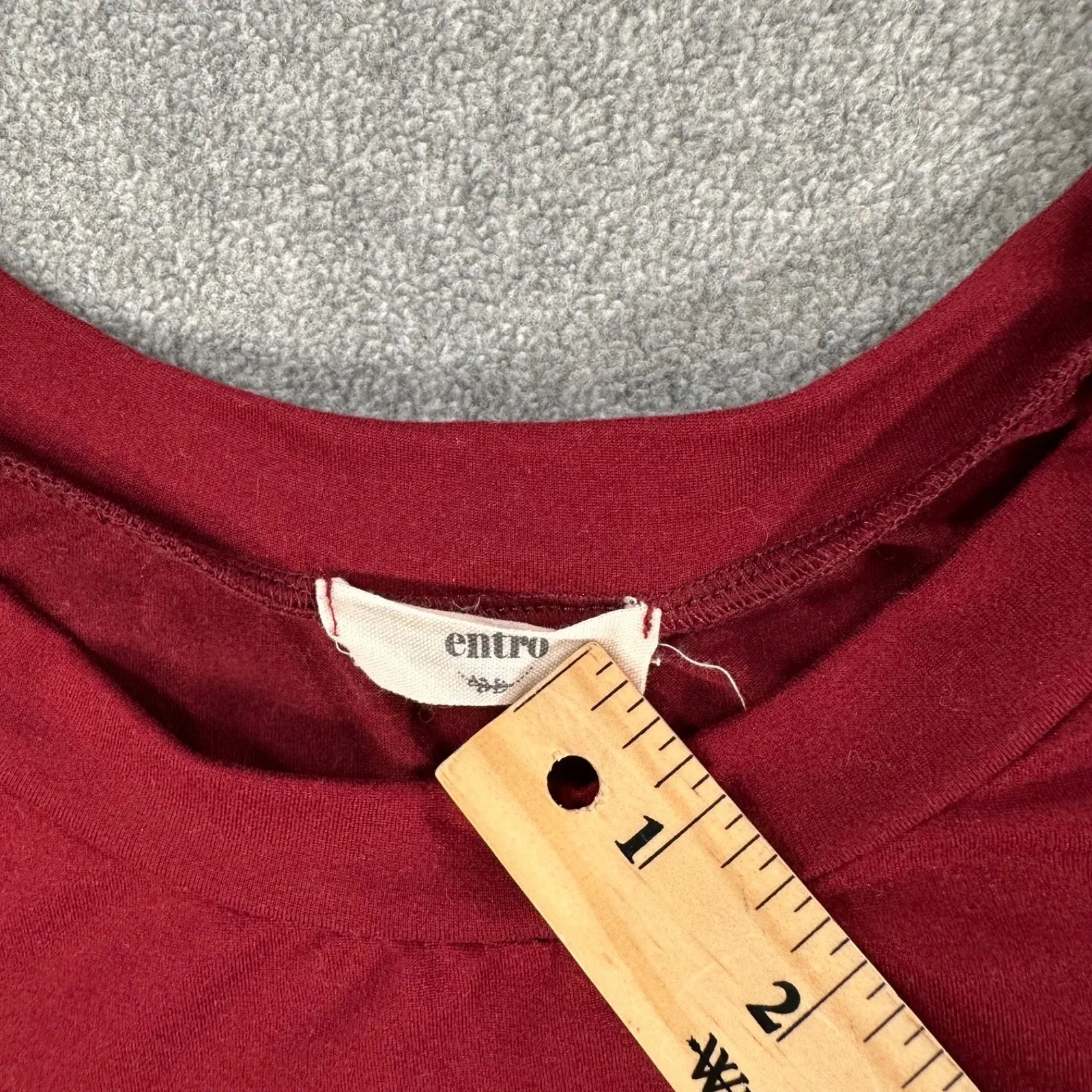 Entro Babydoll Tiered Mini Dress Women's Small Crimson Flutter Sleeve Crew Neck - Image 3