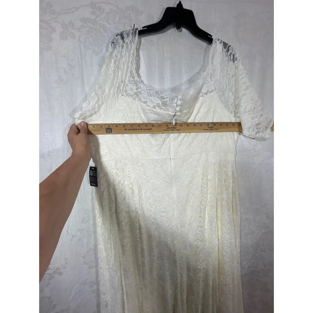 Torrid Wedding Dress 28 NEW Ivory Lace Off Shoulder Gown Mini Train - Image 12