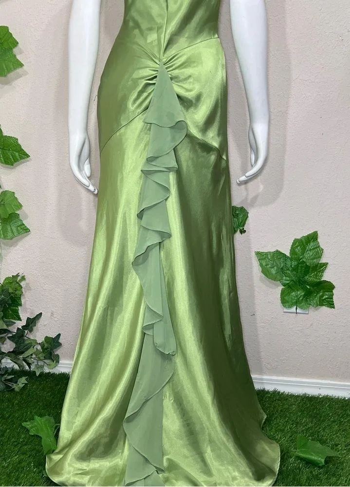 Betsy and Adam Vintage Lime Green Gown - Image 9