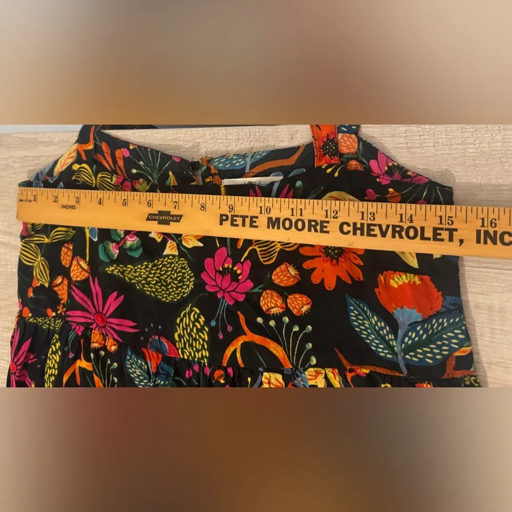 Natural Life Black Neon Floral Short Patti Dress Boho Beach Vacation Size XS - Image 6