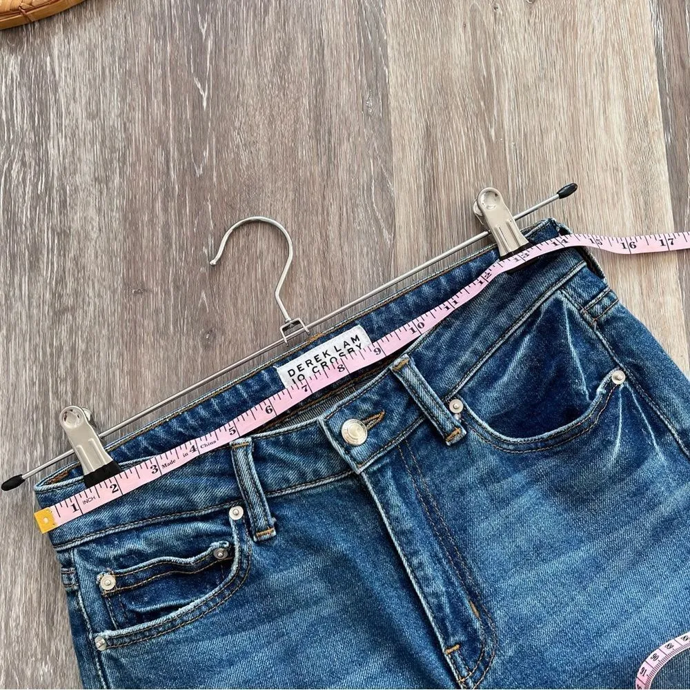 Derek lam 10‎ Crosby GIA mid rise cropped flare jeans patchwork women’s size 26 - Image 4