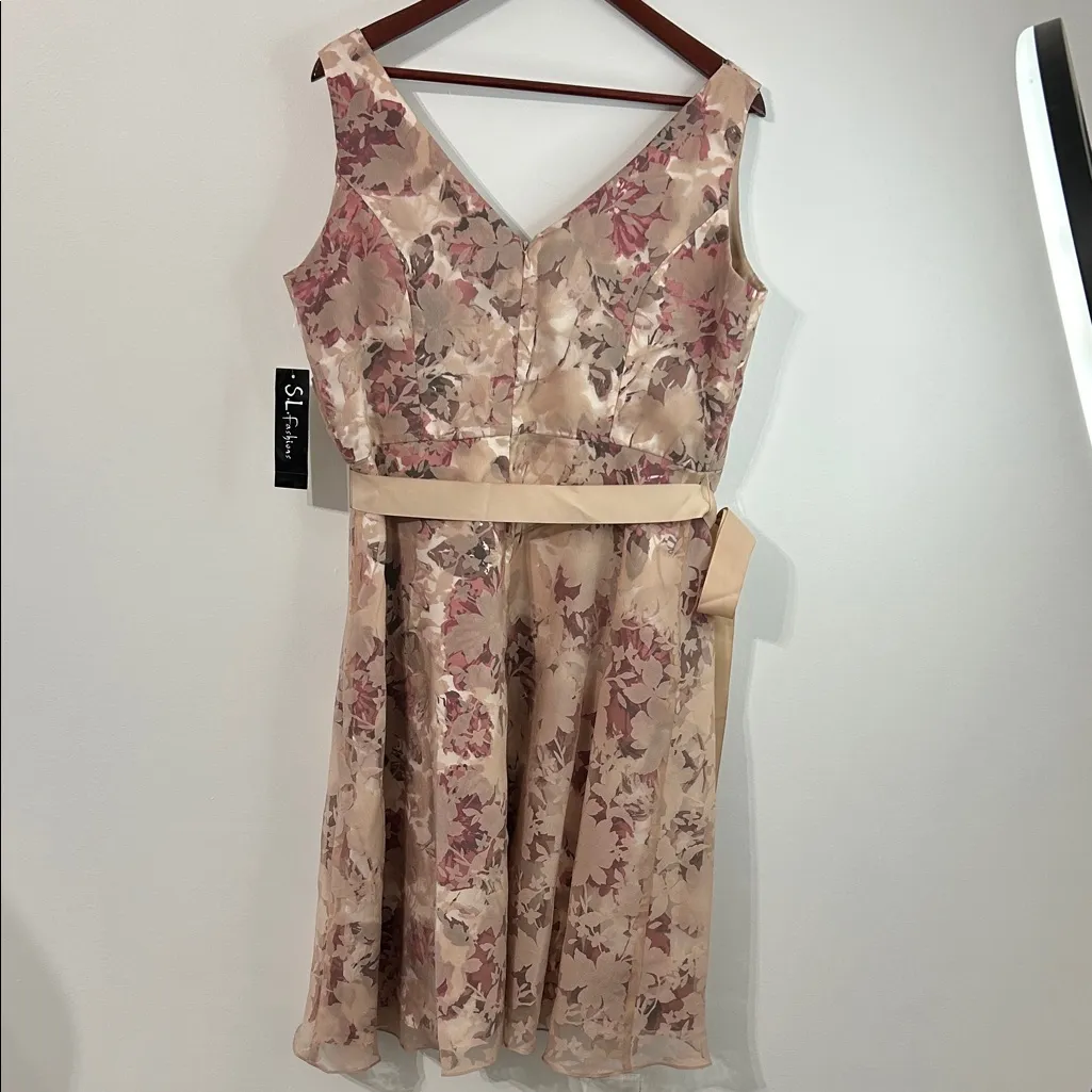 SL Fashions NWT Floral Chiffon Dress – Size 14 - Image 6