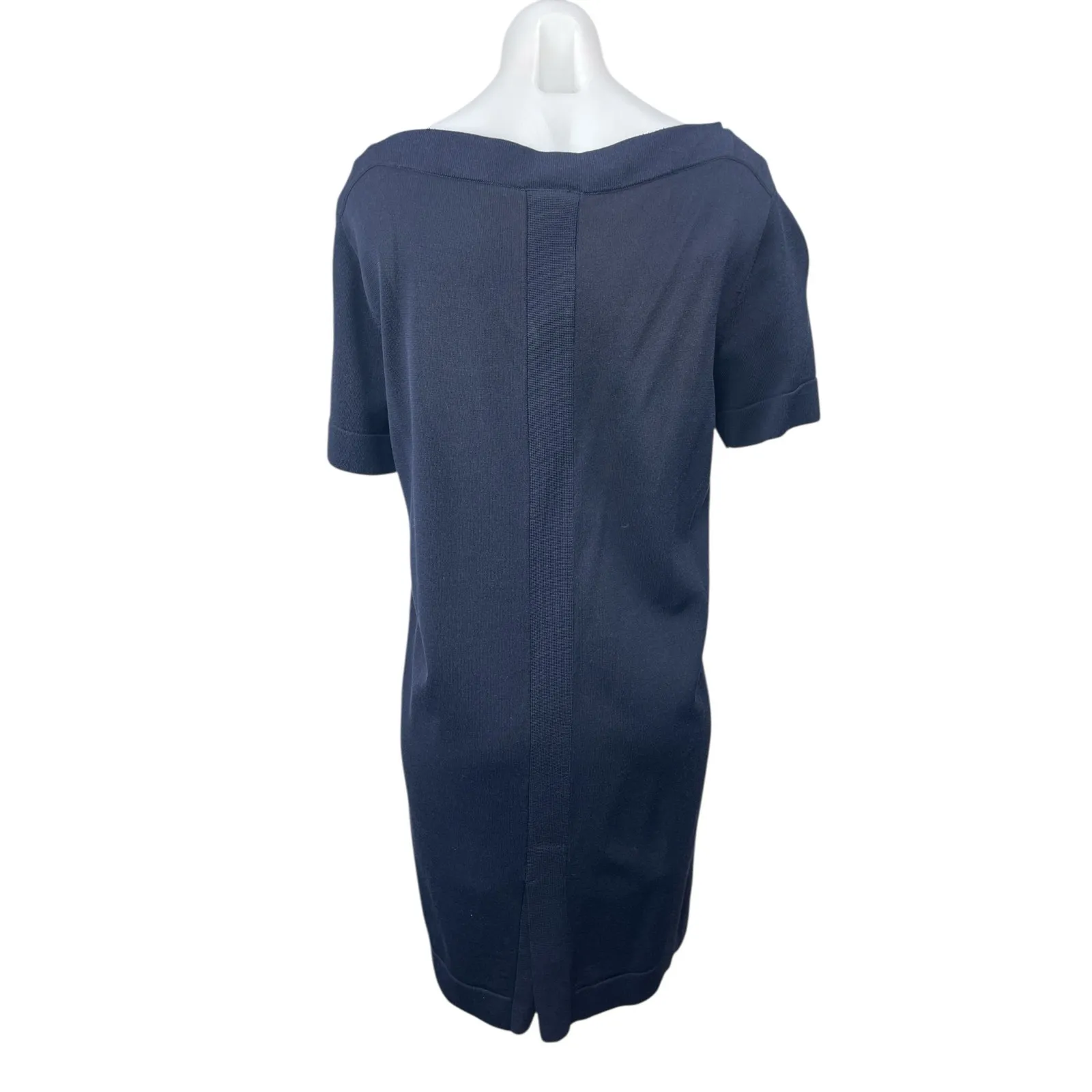 COS Women's Navy Blue Boat Neck Short Sleeve Knit Mini Shift Dress Size XS - Image 2