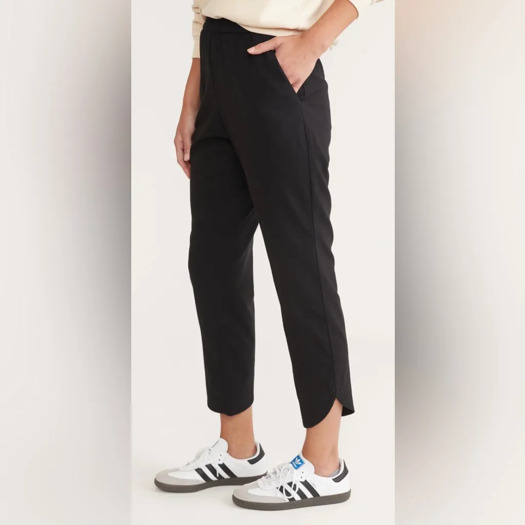 Marine Layer Allison Pant Black Dolphin Hem Cropped Tencel Soft Drapey Medium P - Image 3