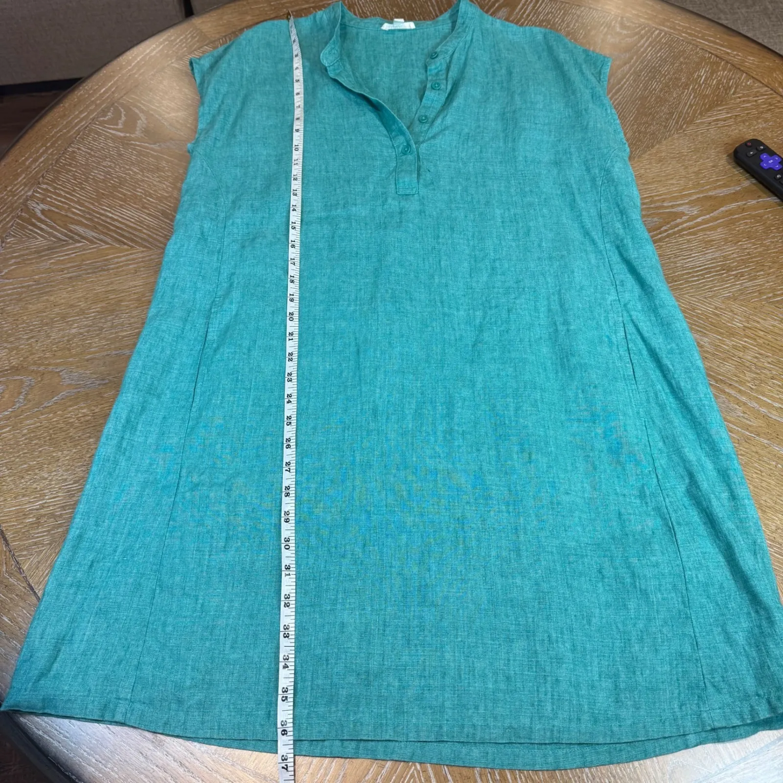 Eileen Fisher Organic Linen Band Collar Cap Sleeve Dress Size Medium - Image 9