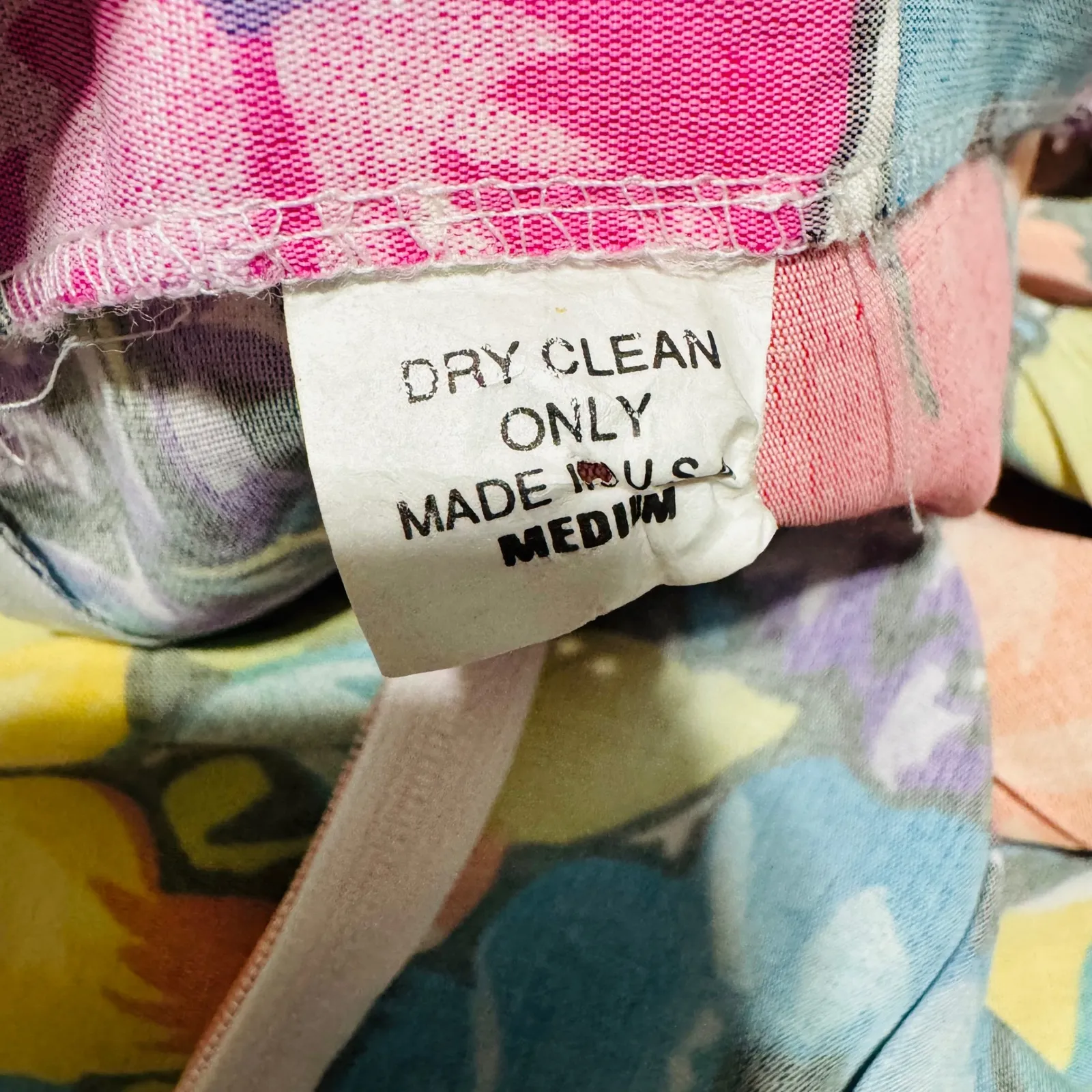 Vintage Floral Sundress Spaghetti Strap Mini Y2K Babydoll Dress Women M USA Made Pink Size M - Image 7