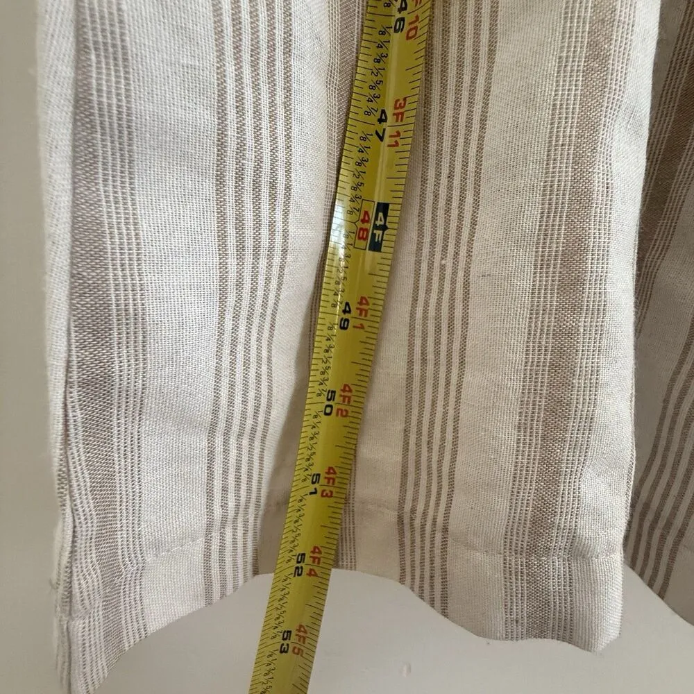 Sweet salt striped Jumpsuit women wide leg collar button up cream pockets tie L Size L - Image 5