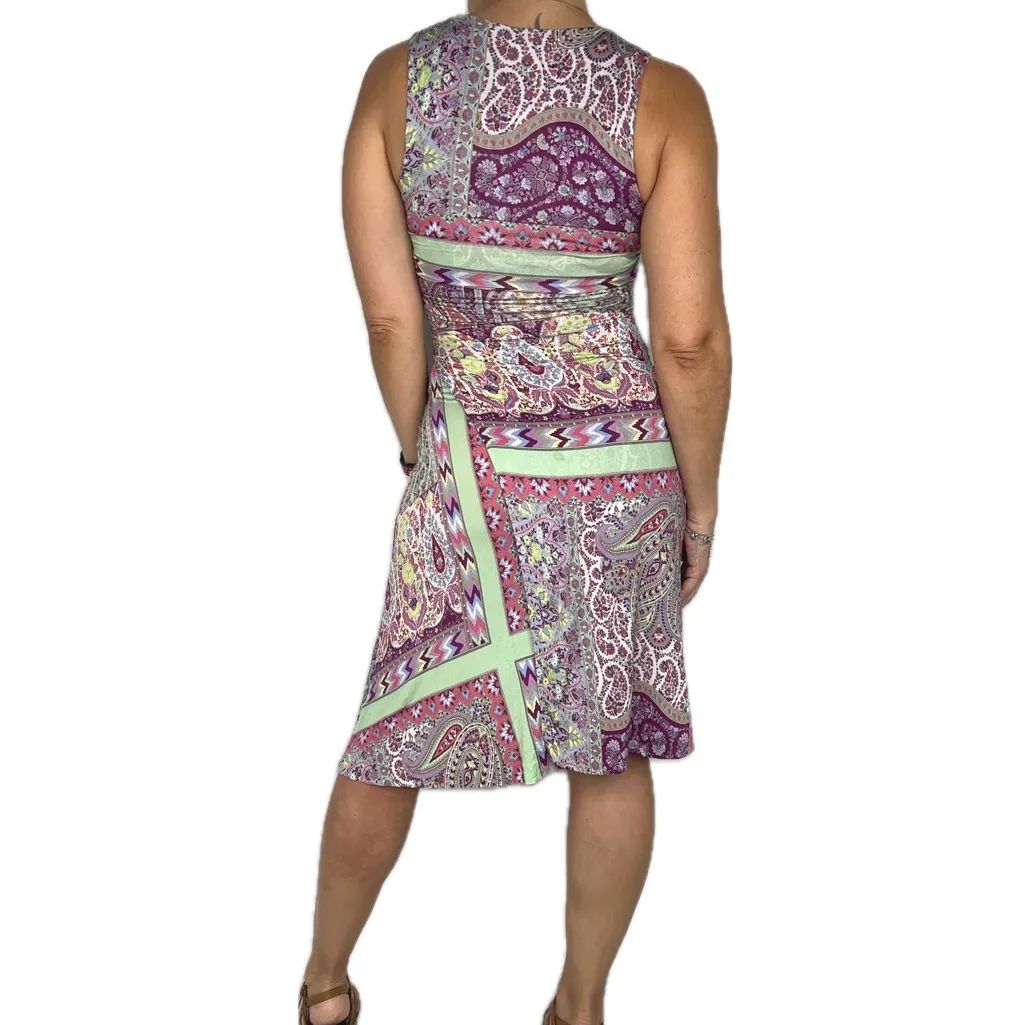 Etro Paisley Asymmetrical Dress Green Size 4 - Image 4