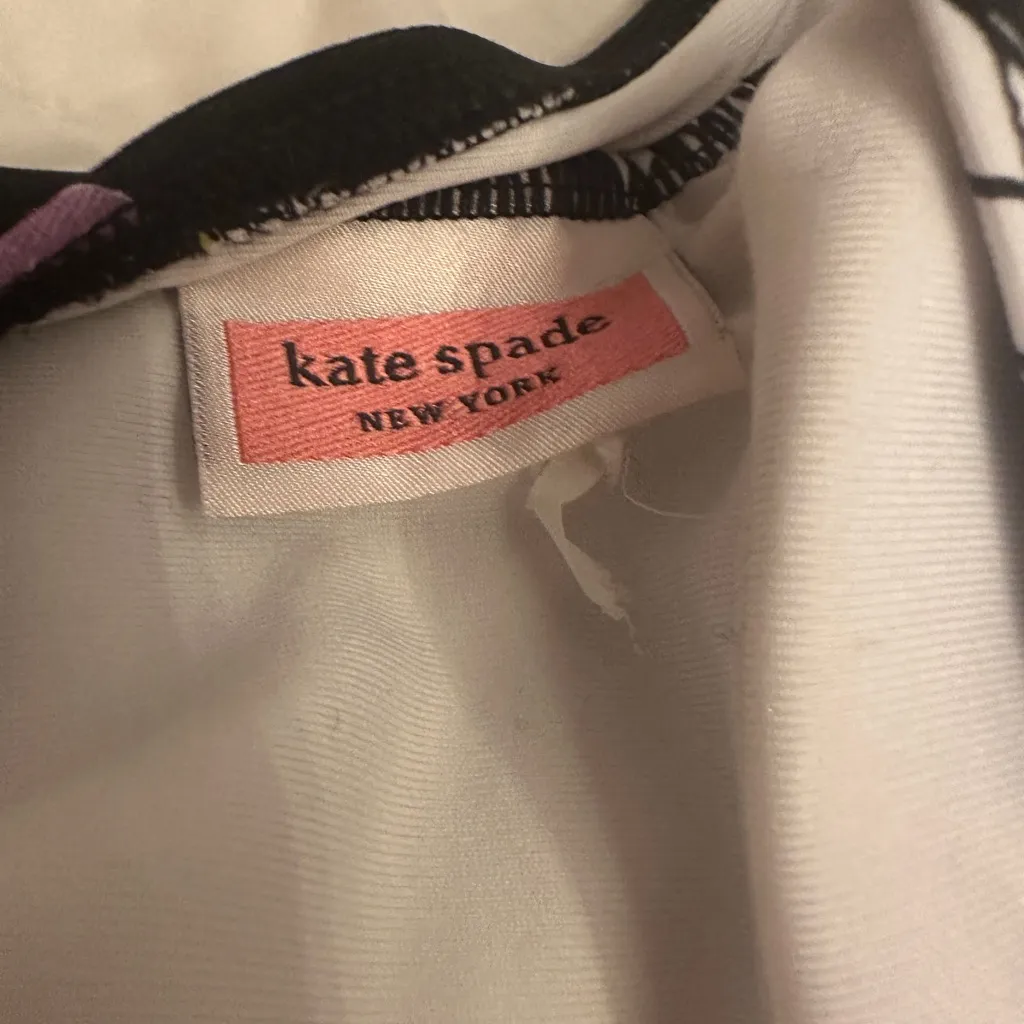 Kate Spade Falling Flower Plunging V-Neck One-Piece Swimsuit Black Size Medium - Image 3