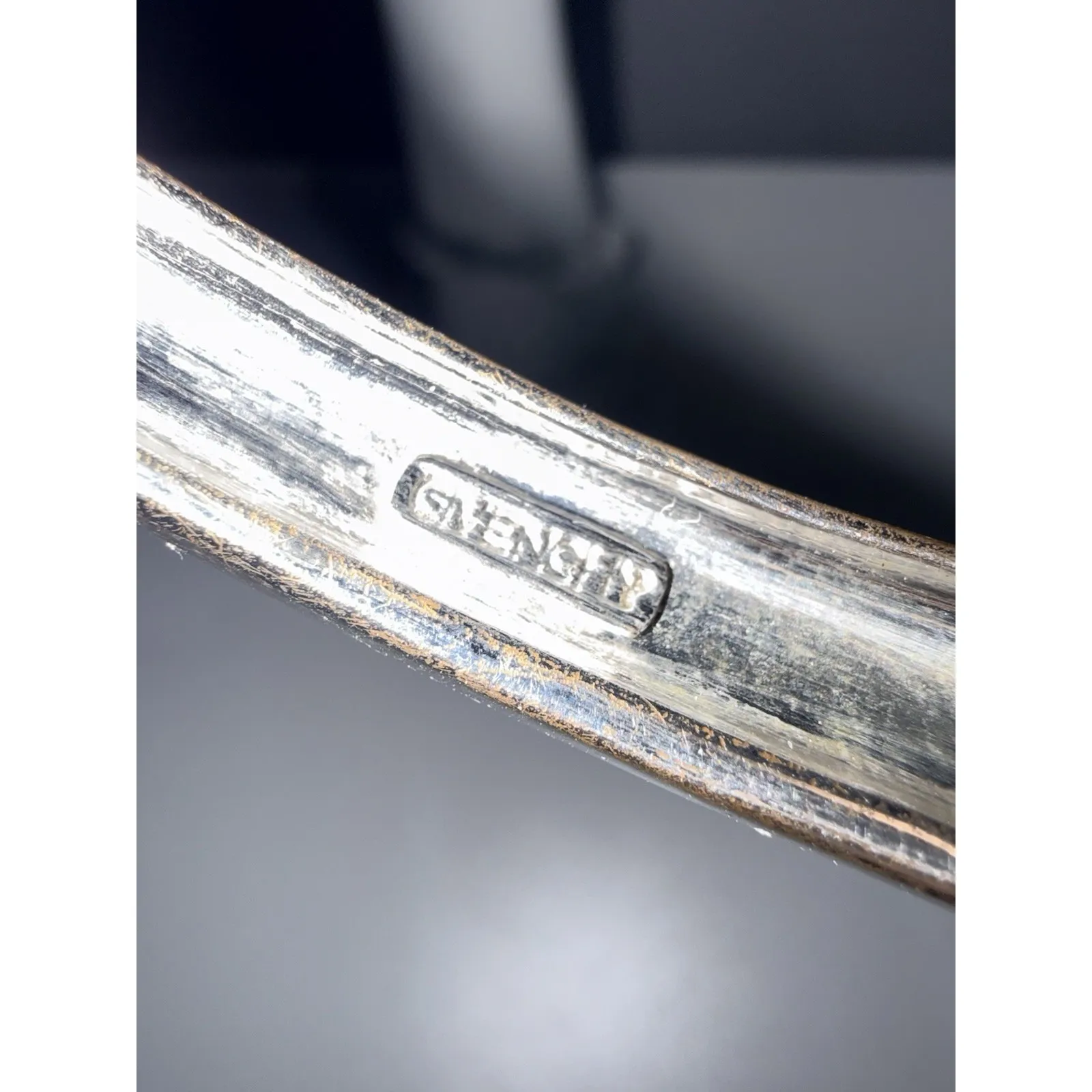 Vintage Givenchy Signed Silver Tone & CZ Hinged Bangle Bracelet 7" - Image 6