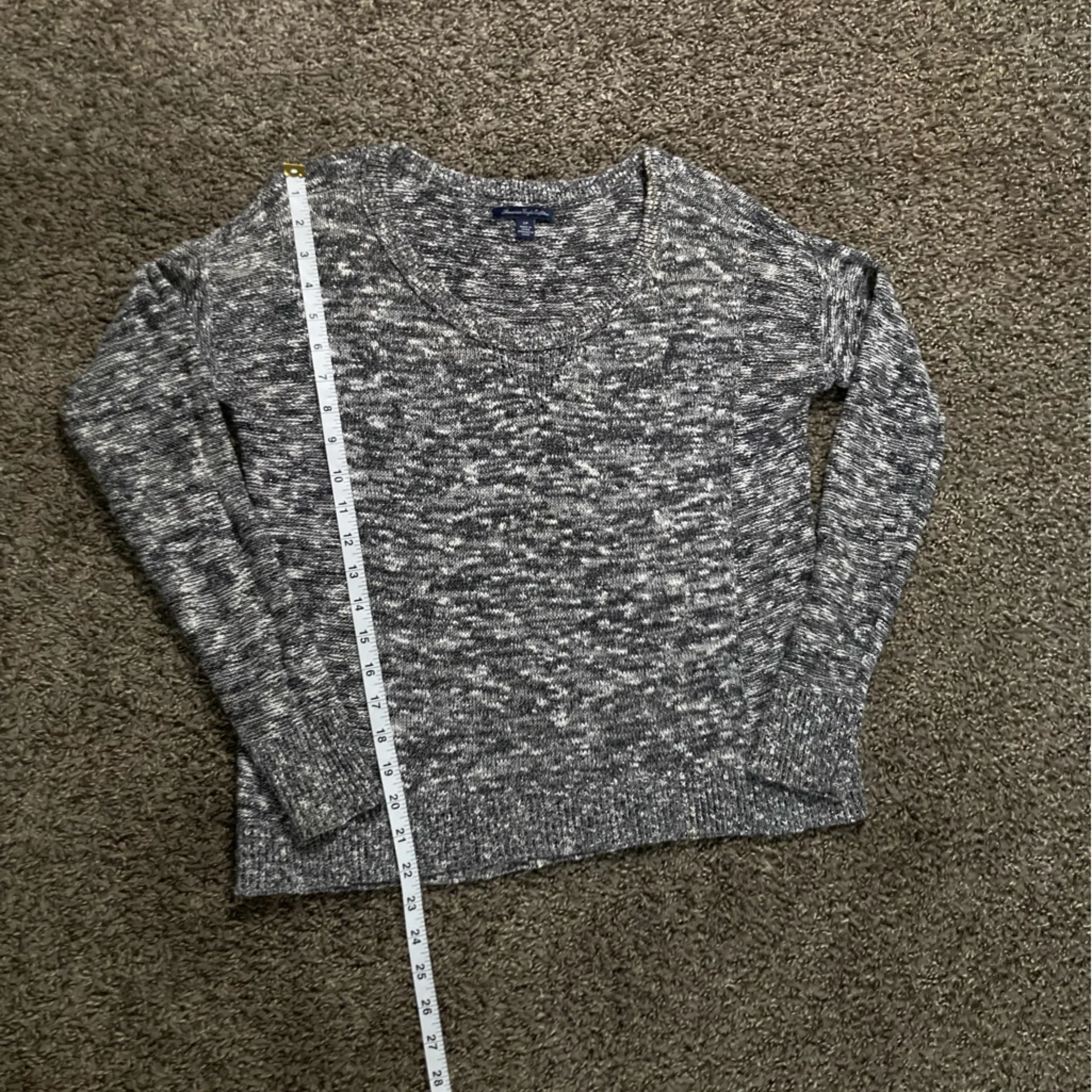 American Eagle Outfitters Gray Metallic Marled V-Neck Sweater Women’s Size S/P - Image 3