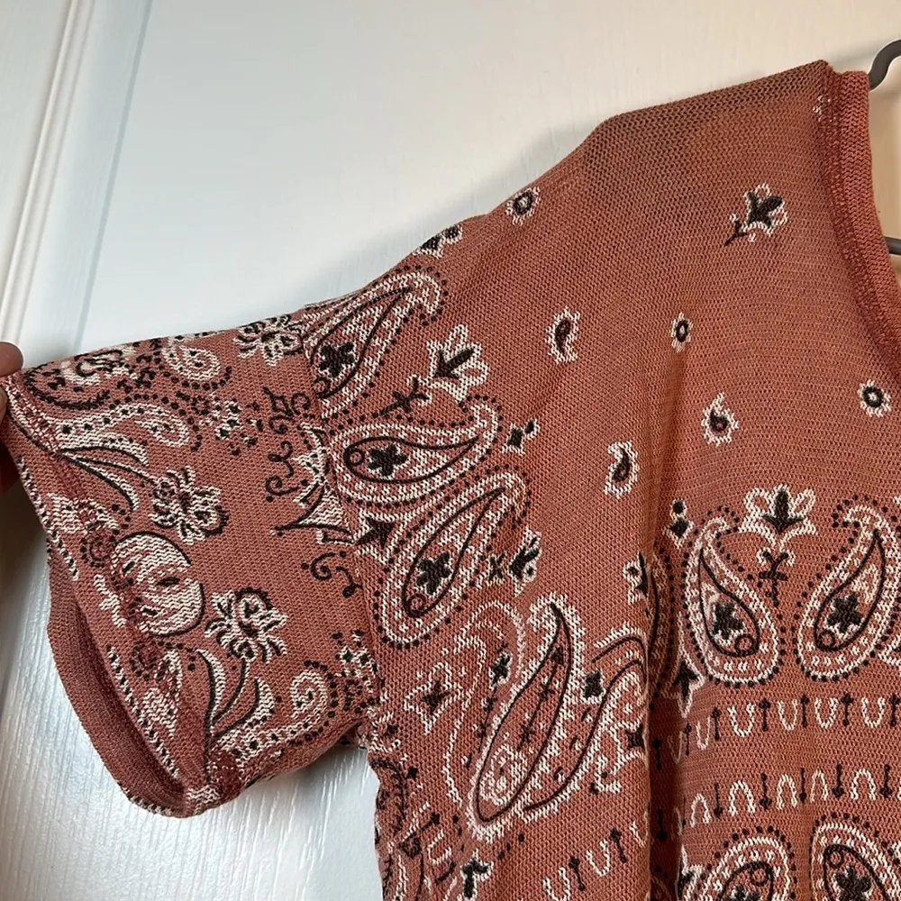 Free People No Matter What V-Neck Loose Flowy Paisley Blouse Size XL EUC 0683-AZ - Image 4