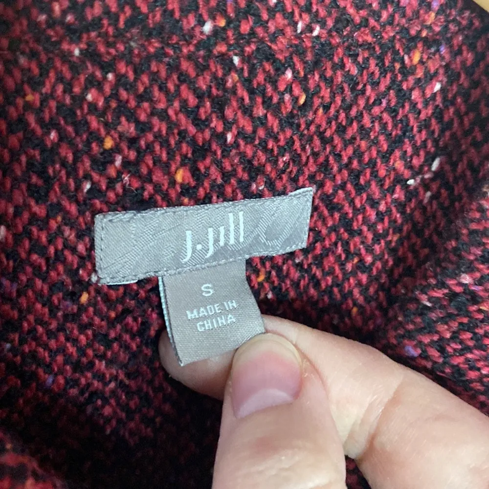 J Jill maroon red and black tweed wool blend jacket size S - Image 9