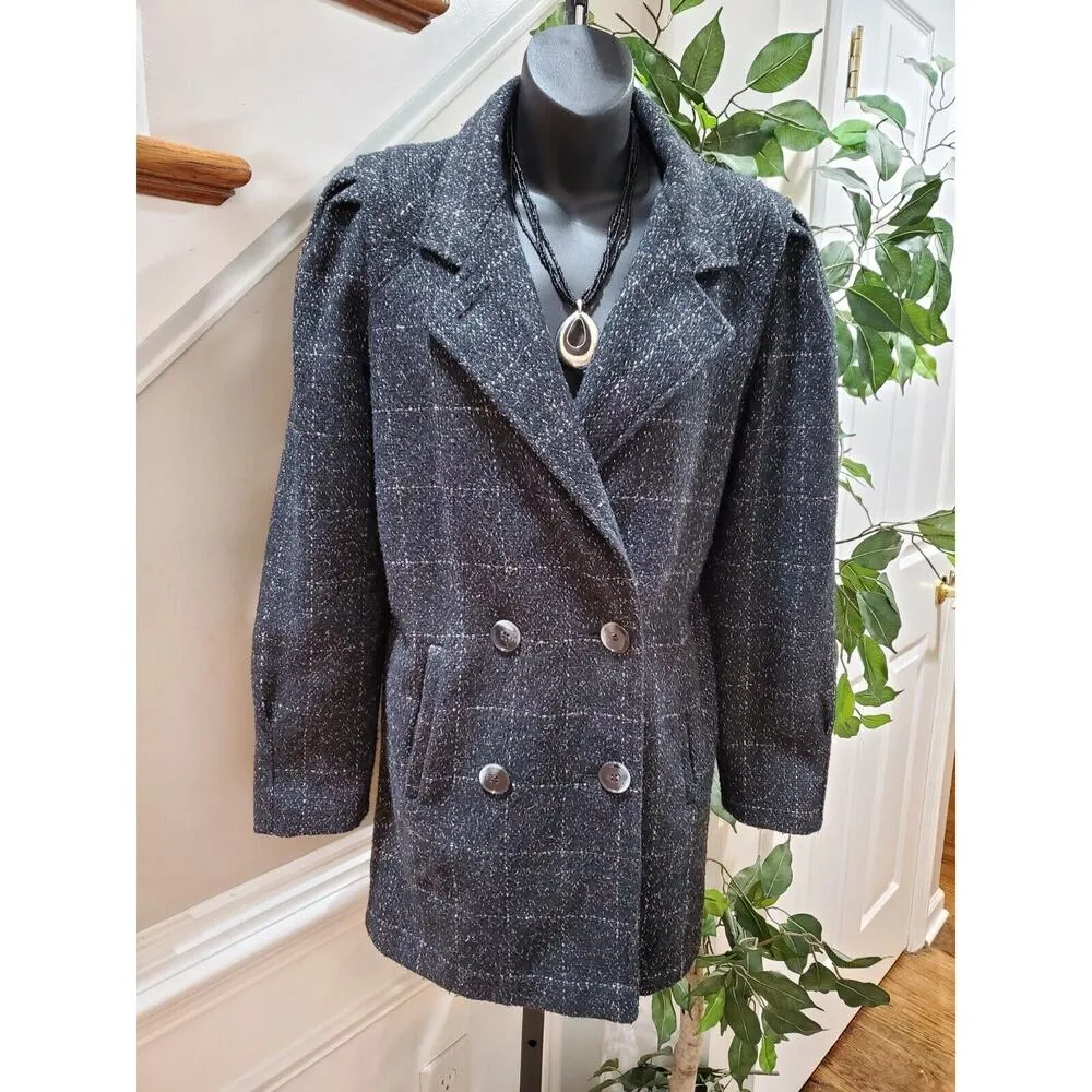 Vintage New York Girl Black Long Sleeve Double Breasted Casual Pea Coat Size 8 - Image 11