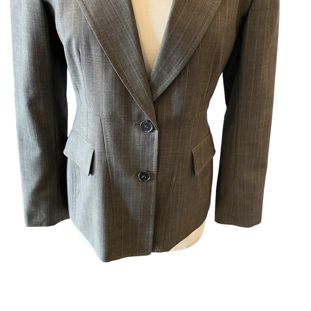 Anne Klein Wool Pinstripe Suit Blazer & Trouser Pants Set - Image 3
