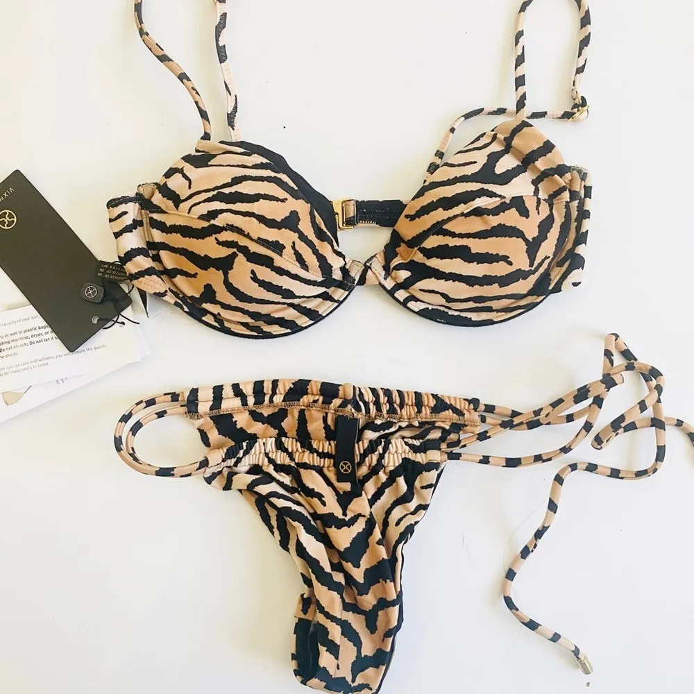VIX Paulahermanny tiger stripe 2 piece bikini swimsuit Tan Size M - Image 10