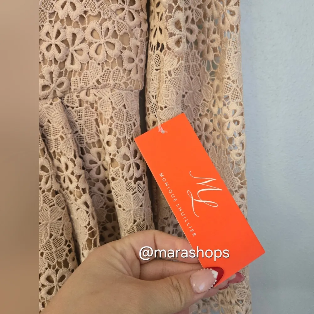 ML Monique Lhuillier Blush Lace Dress - Image 4