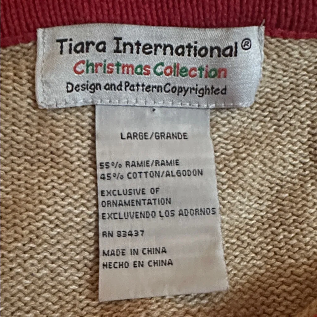 Tiara International Christmas Collection Peace On Earth Holiday Sweater Large - Image 9