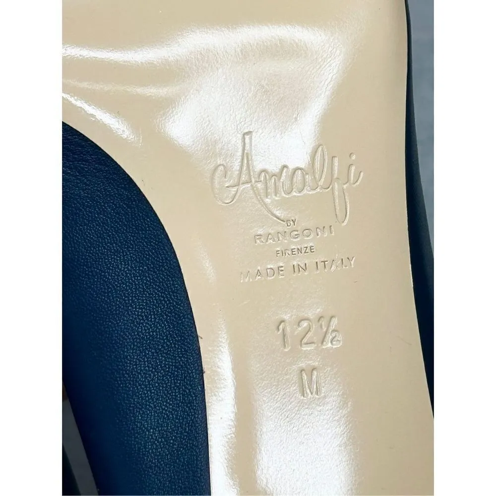 Amalfi Pumps Womens Size 12.5 Blue Leather Pavone Slip On Cushioned Shoes - Image 13
