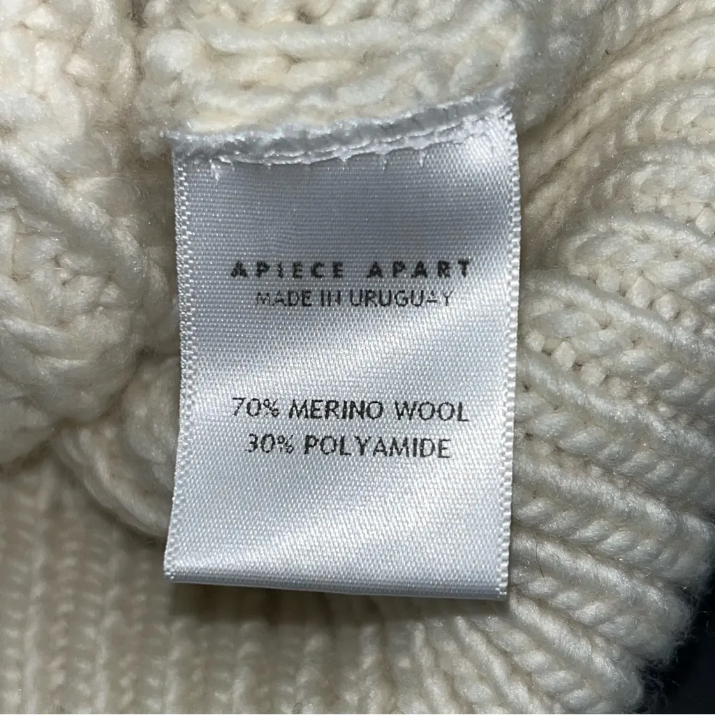 Apiece Apart Cream Crewneck Wool Sweater APPROX. Size LARGE No Size Tag *FLAWED - Image 3