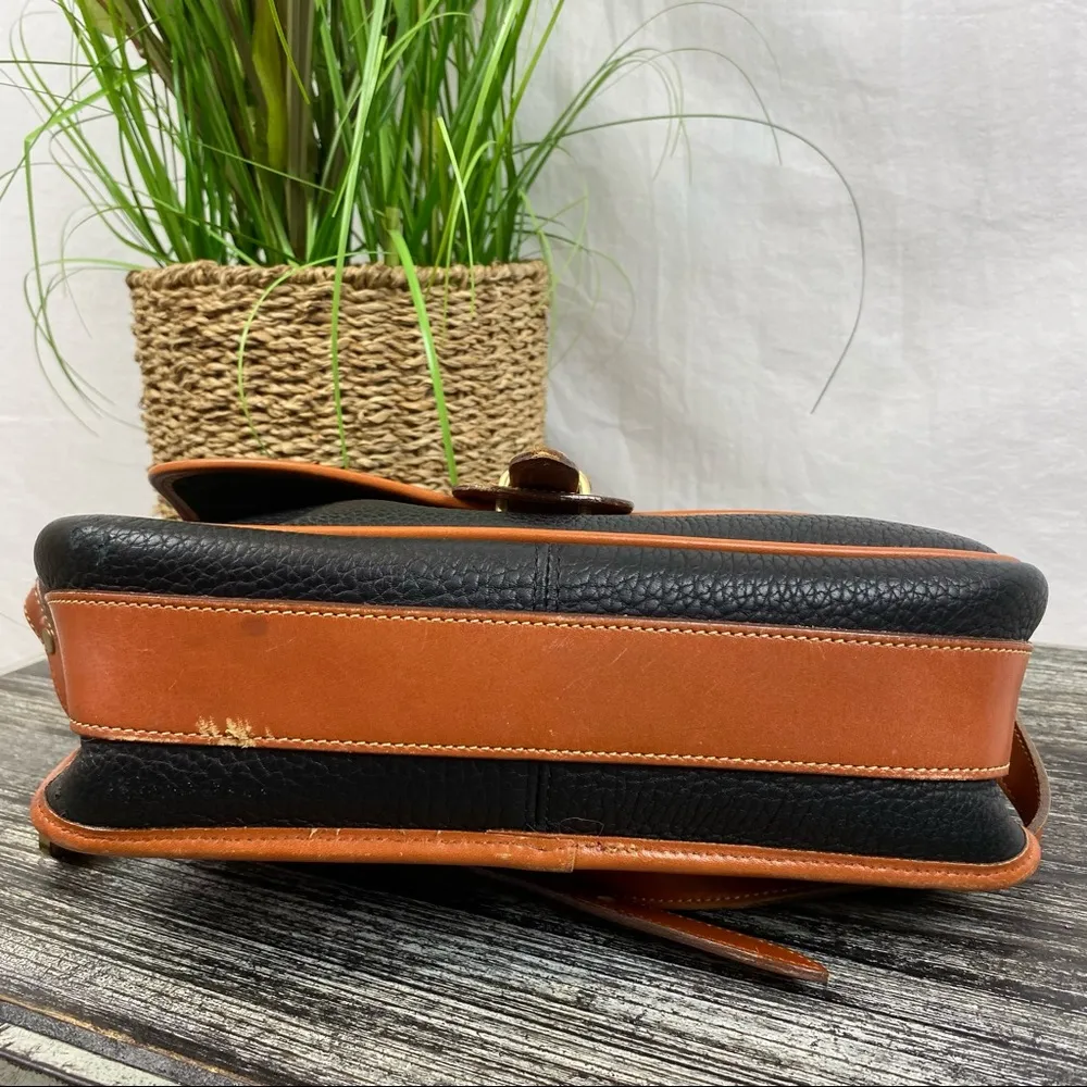 Dooney & Bourke Brown & Black Vintage Leather Flap Crossbody Handbag - Image 5