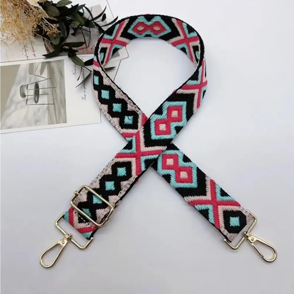 Cowboy Boot Crossbody Novelty Purse Bag with Colorful Embroidered Strap Black - Image 13