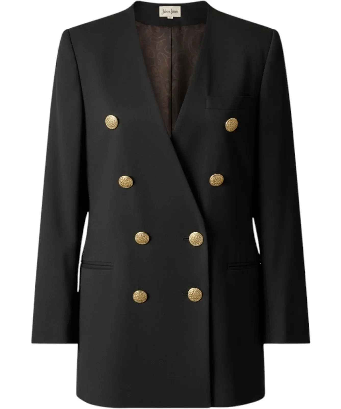 Neiman Marcus VTG Black Double Breasted Blazer Gold Button Blazer 100% Wool Sz 8 - Image 1